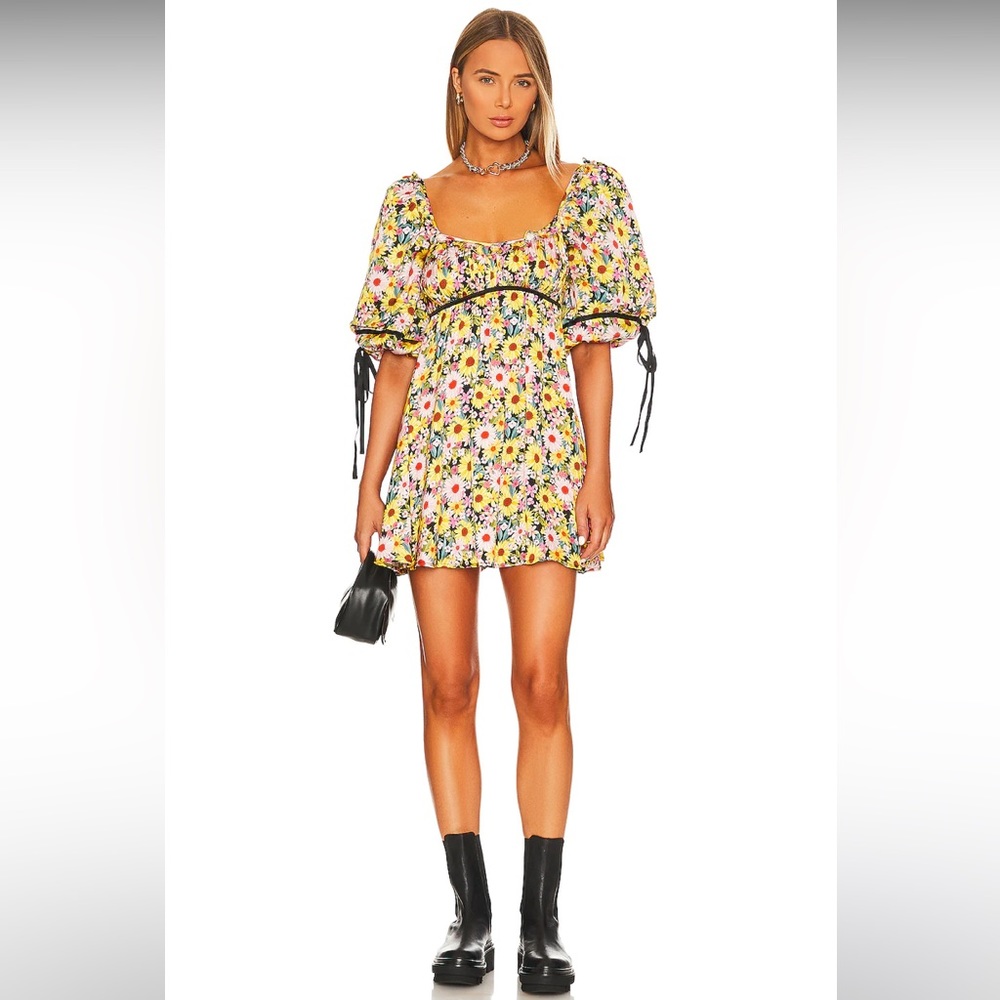 For Love & Lemons Sylvia Mini Dress in Yellow